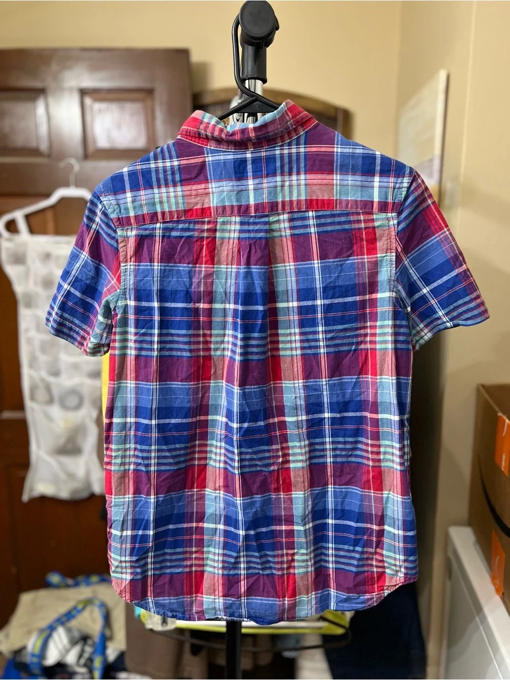 Polo Ralph Lauren Boys L 14-16 100% Cotton Plaid Short Sleeve Button Down Shirt